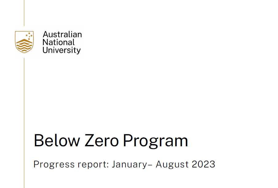 Cover of Below Zero Progress Report January to August 2023 