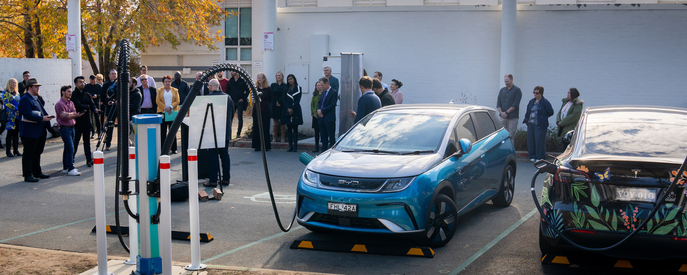 Image of car charging at EV charger on campus