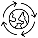Icon of clockwise arrows and globe