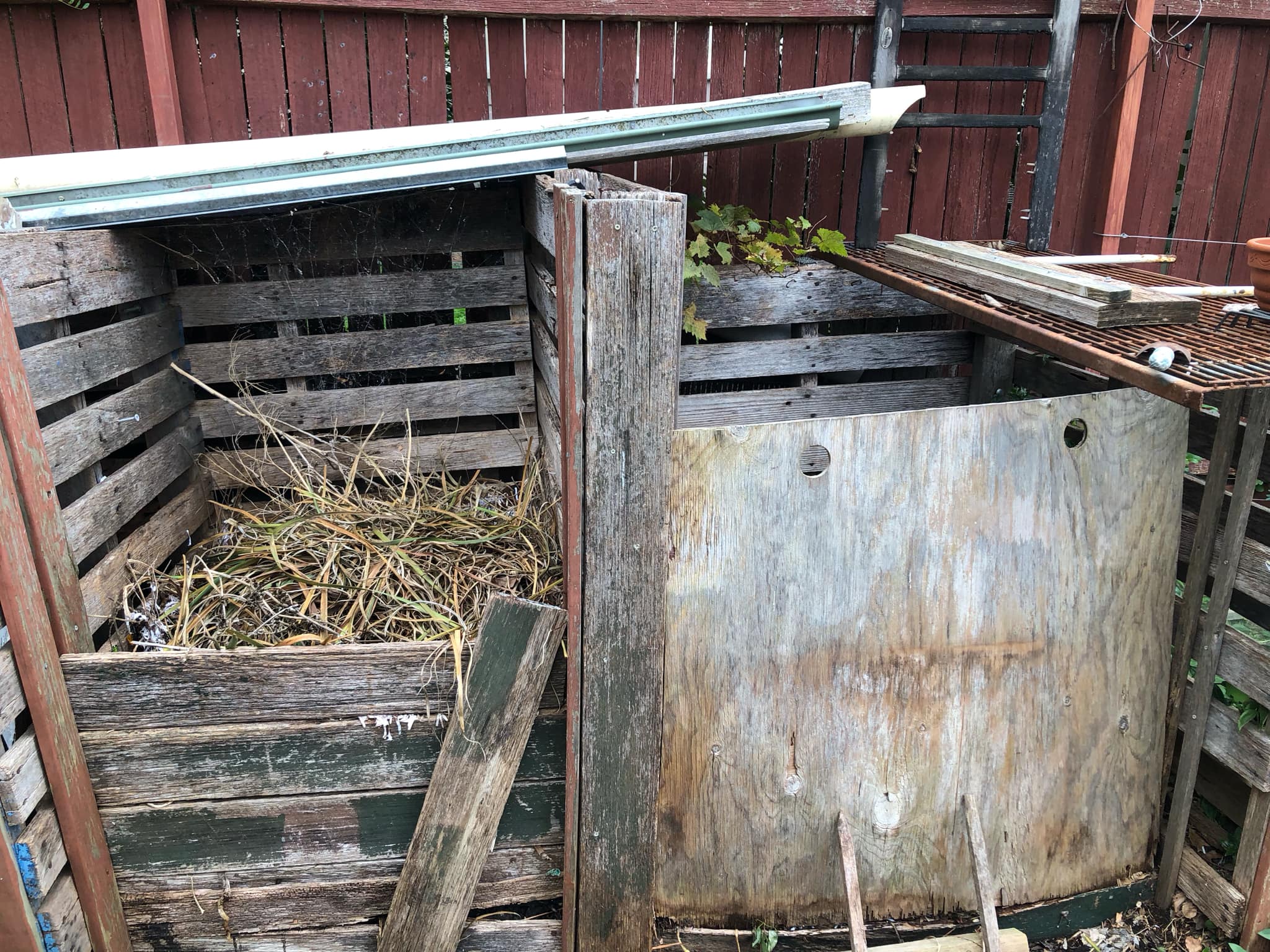 Two bay home compost setup from local Facebook Group member