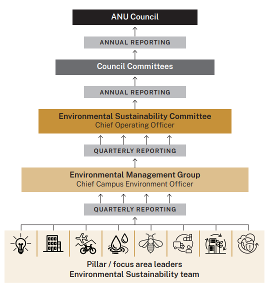 Graphic depicting Governance Structure and reporting timeframes per text above this embedded image.