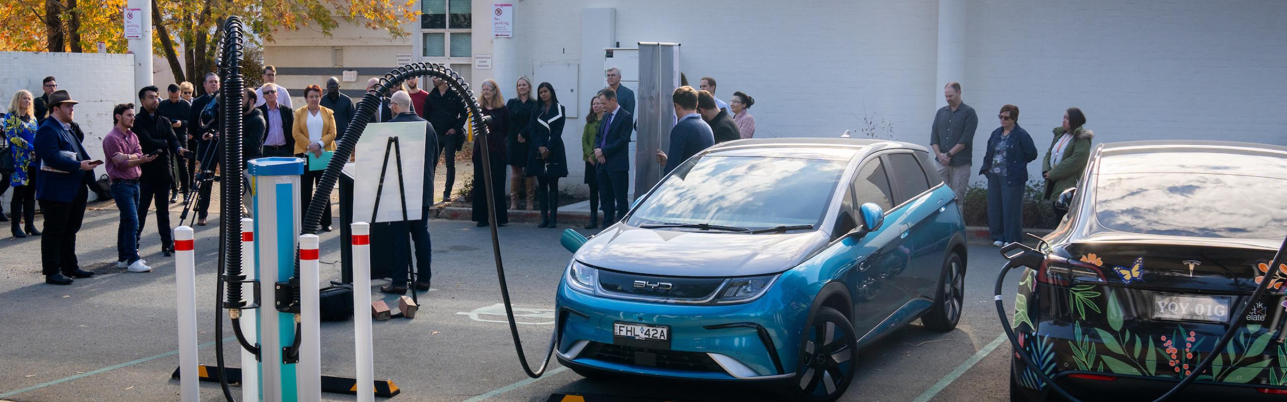Image of car charging at EV charger on campus