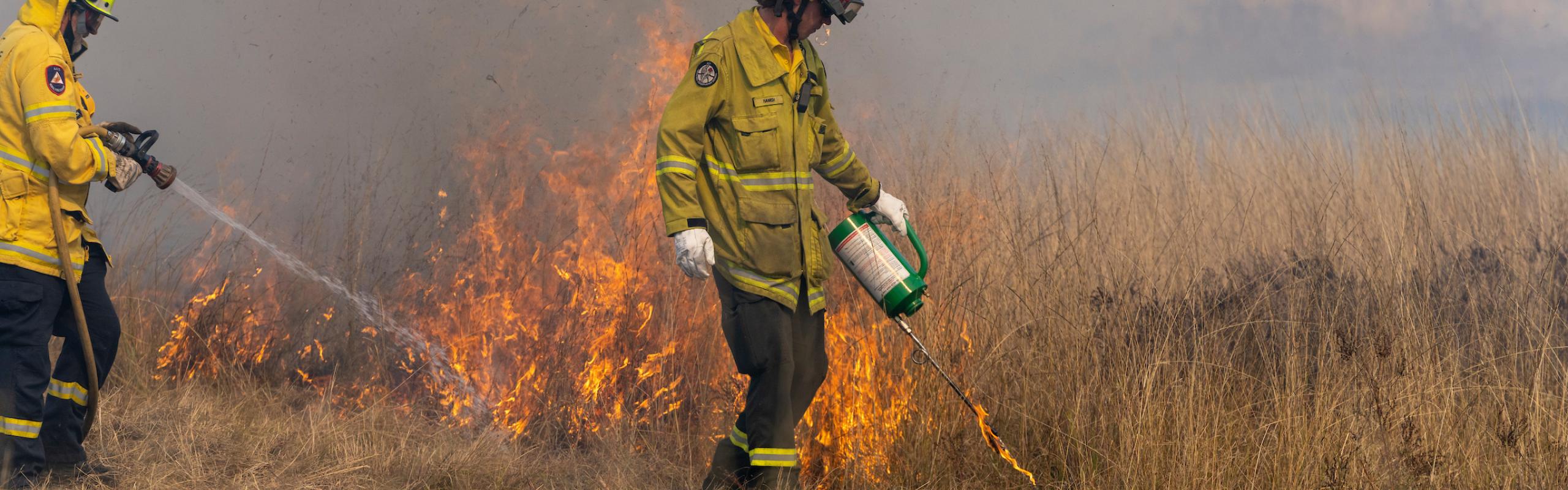 Controlled burn at a Bushfire Research Centre of Excellence field day, Spring Valley farm, the Australian National University